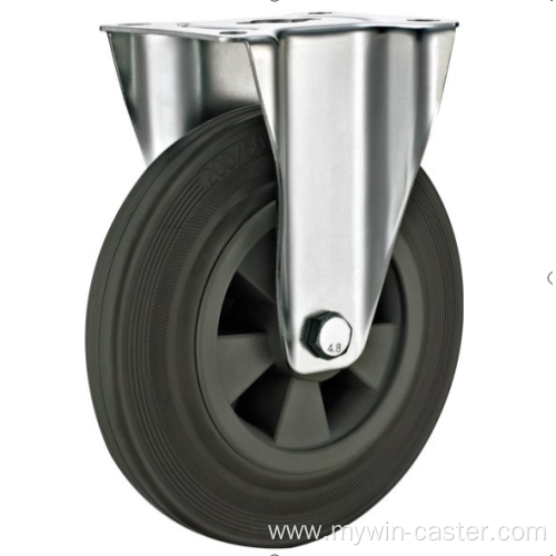 200mm industrial rubber rigid casters without brakes